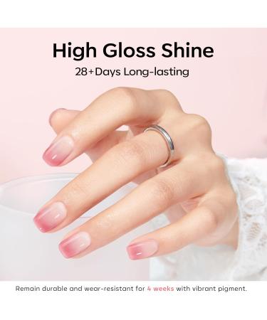 Modelones Jelly Gel Nail Polish 15ML Jelly Pink Translucent Sheer Nude Colors Neutral Skin Tone Gel Polish Milky Clear Ice Pink Soak off UV LED Cured at Home Salon DIY French Manicure Nails Art Jelly Neutral Pink - Buy Online on GoSupps.com