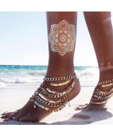 Kenzy Tattoo Stunning Metallic Temporary Tattoos - 100+ Designs of Glitter Shimmer Waterproof Fake Tattoos in Gold and Silver - Jewelry, Bracelets, Feathers, Flowers, Mandalas, Elephants - Long Lasting - Buy Online on GoSupps.com