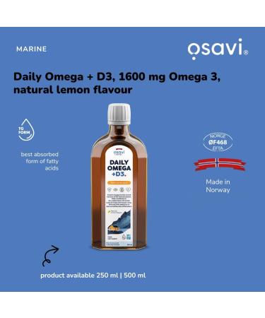  OSAVI Osavi Daily Omega + D3 1600mg Omega 3 (Natural Lemon) - 250 ml. - Buy Online on GoSupps.com