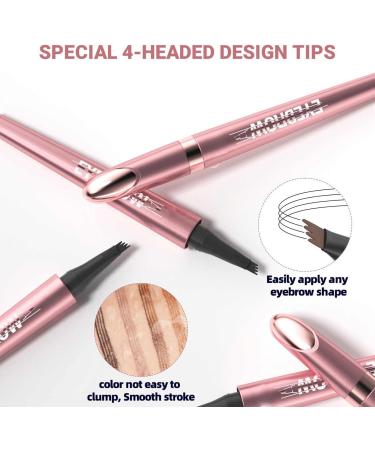 3D Microblading Eyebrow Tattoo Pencil 4 Fork Tip 2024 Magic Eyebrow Pencil Long-Lasting Waterproof Eyebrow Pencil Contouring Pen Natural Makeup Fine Stroke Eyebrow Pencil with Fork Tip (Light Brown) - Buy Online on GoSupps.com