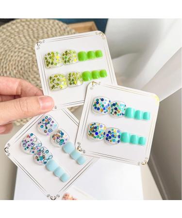 AJTUTUS French Tips Press on Toenails Fashionable Short Square Toe Stick on Colorful False Toe s for Women and Girls - Buy Online on GoSupps.com
