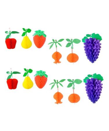 Amosfun 12pcs Paper Honeycomb Ornament Tissue Strawberry Decorations Party Scene Layout Locket Home Decoration Paper Fruit Pendant Honeycomb Decoration Household Hawaii