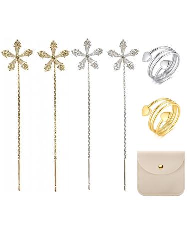 Lymphvity magnetic therapy germanium earrings 2 pairs of glossy diamond flowers earrings lymphatic magnetic therapy earrings germanium earrings facilitates fatigue reduces the weight