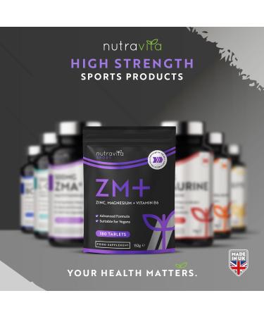 ZMA High Strength - Zinc Magnesium + Vitamin B6-180 Vegan Zinc and Magnesium Tablets - ZMA Supplements for Men & Women - Supports Testosterone Levels Normal Muscle Function and Energy - Nutravita - Buy Online on GoSupps.com