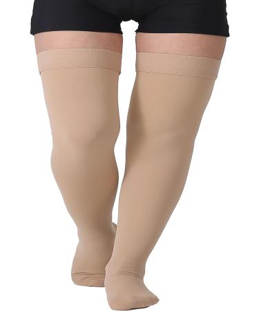 TOFLY Medical Thigh High Compression Stockings | 20-30mmHg Graduated Compression Socks | Silicone Band Support | Varicose Veins, Edema, Travel | Beige 3XL - Buy Online on GoSupps.com