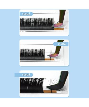 Volume Auto Fan False Eyelashes | Nanometer PBT Material | 12 Rows | Black for All Skill Levels | 0.03D | 0.3-0.6in Mix | Perfect for Beauty Salons - Buy Online on GoSupps.com