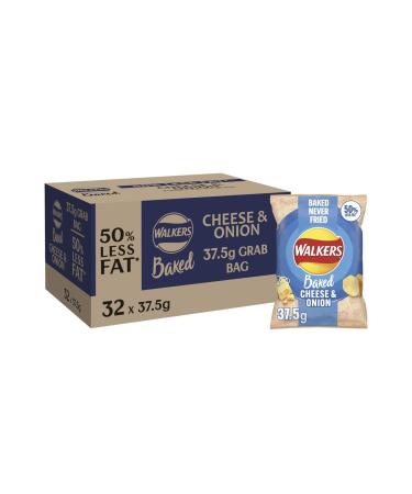 Walkers Twice Oven Baked Crisps Delicious 50% Less Fat 37.5g (Case of 32 Bags) (Cheese & Onion)