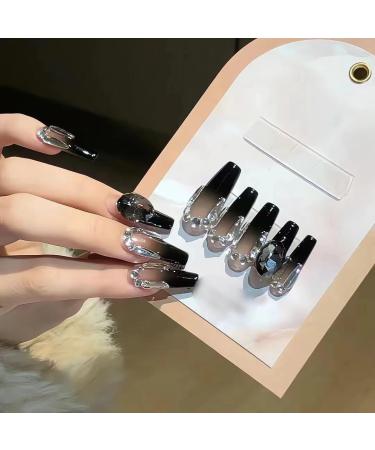 Temperament manicure new black gradient manicure wearing handmade nail long nail patch.(XS) - Buy Online on GoSupps.com