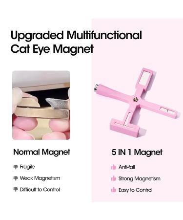 Gellen 5 in 1 Cat Eye Magnet for Nails - Multi-Function Strong Magnetic Nail Tools & 3D Gel Wand Stick Accessories for Salon & Manicure - Pink - Buy Online on GoSupps.com
