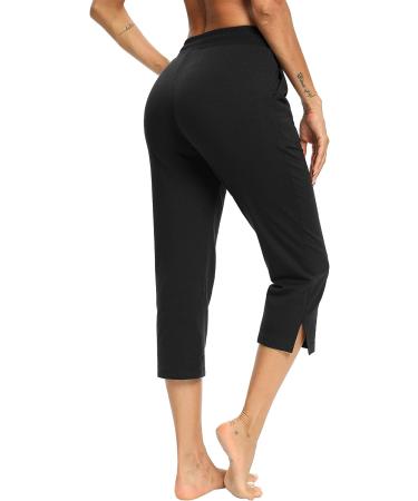 LEXISLOVE Women's Wide Leg Capri Pants - Comfy Drawstring Yoga Joggers - X-Large Black - Buy Online on GoSupps.com