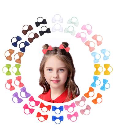 40pcs Baby Girls Hair Bows Hair Ties Elastic Headband Ponytail Holder Rubber Band Hair Ropes Hair Accessories for Kids Toddlers Little Girls Multicolor