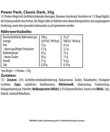 Multipower Pow Pack Classic Dark Protein Bar - 27% Protein Healthy Sports Snack with Banana Vanilla Flavor - 24 x 35g - Buy Online on GoSupps.com