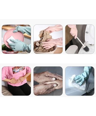 ESASAM Cleaning Gloves Cleaning gloves household kitchen pink (38cm) plus velvet thickened gloves waterproof rubber durable wear-resistant - Buy Online on GoSupps.com