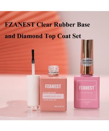 FZANEST Rubber Base Gel & Diamond Top Coat Set | Long Lasting Gel Polish Kit | Ultra Shine No Wipe Finish | LED Lamp Required - Buy Online on GoSupps.com