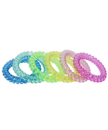 Sensory Stretchy Kids Coil Bracelets, 6 Pack Funny Speech and Communication Aid Bracelet Fidget Toys for Boys Girls with Autism ADHD Anxiety or Special Needs - Assorted Colors (Rainbow A)