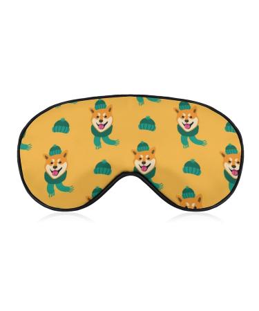 Funny Shiba Inu Dog Sleep Mask Eye Cover for Sleeping Blindfold with Adjustable Strap Blocks Light Night Travel Nap for Men Women