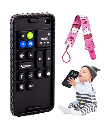 Baby Phone Teething Toys for Babies 0-3  0-6  6-12 Months | Soft Silicone Baby Cell Phone Teethers Toys | Baby Fidget Toys 0-6 Months | Infant Teether for Breastfeeding Baby Boy Girl (Black) - Buy Online on GoSupps.com