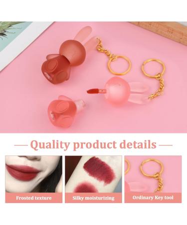 Kaslaider 2 Pcs Matte Liquid Lipstick Cute Rabbit Velvet Lipstick 2 in 1 Key Ring Lip Gloss Waterproof Durable Non-stick for Girls - Buy Online on GoSupps.com