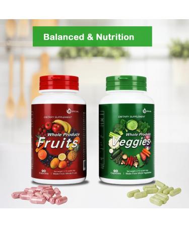 Vespecial Fruit and Veggies Supplement Whole Food Natural Superfoods Ingredients with 34 Fruits and Vegetables 180 Total Vegetarian Capsules with Vitamins and Minerals Soy Free Non-GMO - Buy Online on GoSupps.com