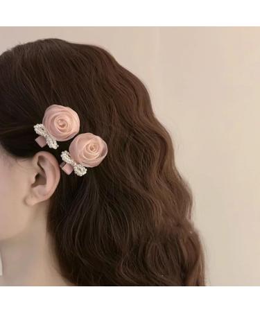 Limtula Cute Flat Clips Hairpin -Style Balletcore Headdress Bunches Accessories Rose Pearls Cute Headdress Pink - Buy Online on GoSupps.com