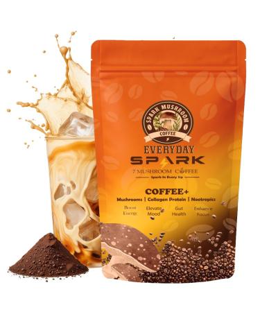 Ground USDA Organic with 7 Adaptogenic Mushrooms Ashwagandha L-Theanine & Collagen Peptides Premium Instant Coffee for Focus Immmunity Digestion and Skin Support 30 Servings 7 Mushrooms Superblend