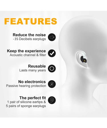 Silicone Ear Plugs for Sleeping - 6 Pairs, Noise Cancelling & Reusable - Ideal for Work, Study, Snoring, Shooting, Concerts - Black - Buy Online on GoSupps.com