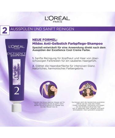 L'Or al Paris Excellence Cool Cream Hair Color - 100% Gray Coverage Ultra Cool Dark Blonde 6.11 258g Set with Shampoo & Care Cream - Buy Online on GoSupps.com