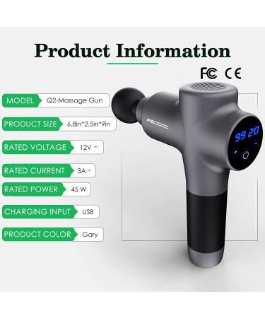 Massage Gun Deep Tissue 20 Speeds & 6 Interchangeable Heads Percussion Massager for Athletes Pain Relief - Space Gray - Buy Online on GoSupps.com
