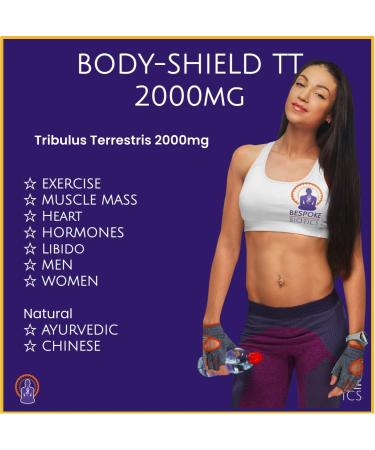 Tribulus Terrestris 2000mg 120 Caps - Vegan - Exercise Performance - Libido Support - Heart & Circulation - Low-T - 90MG Saponins - Body-Shield TT - Buy Online on GoSupps.com