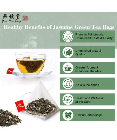 Yan Hou Tang Organic Jasmine Green Tea Bags 50 Count - Sugar Free, Detox, Digestion, Stress Relief - SGS FDA Verified - Flower Flavor Taste - Pack of 1 - Buy Online on GoSupps.com