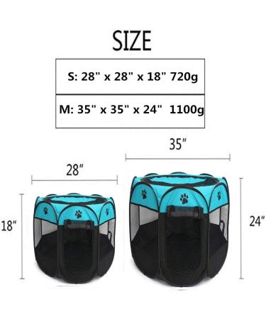 Blumoo Portable Pet Playpen - Indoor/Outdoor Foldable Dog Playpen with Mesh Shade Cover | Travel Dog Play Tent for Puppies/Cats/Rabbits - Blue (S 28x28x18) - Buy Online on GoSupps.com