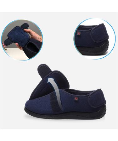 ZHENSI Men's Diabetic Cotton Slippers - Adjustable, Memory Foam, Non-Slip - 10.5 Blue - Buy Online on GoSupps.com