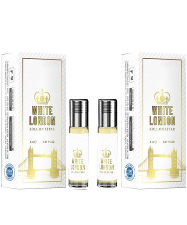 BlueQueen White London Roll On Perfume Pheromone Infused Essential Oil Perfume Cologne - Unisex For Men and Women - 0.27 Oz Pack of 2 - Buy Online on GoSupps.com