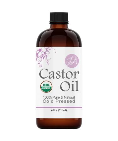 Castor Oil (Organic - 4oz) Pure & Natural - Cold Pressed - All-Natural Carrier Oil Solution for Lashes Eyebrows Hair & More!