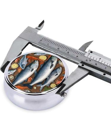Fishing Bait Printed Mini Round Pill Box | 3 Compartment Medicine Organizer | Portable Travel Pill Case for Home & Office - Buy Online on GoSupps.com