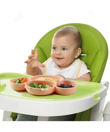 Pandaear Silicone Baby Plate with Suction Cup | Divided Non-Slip BPA-Free Children's Dining Plate - Bee Pink | Perfect for Baby-Led Weaning - Buy Online on GoSupps.com