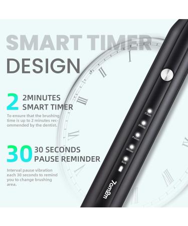 7am2m Electric Toothbrush for Adults Sonic Toothbrush with 8 Brush Heads Travel Case Rechargeable Electric Power Toothbrush with 2 Minutes Build in Smart Timer Roman Column Handle Design (Black) Black With Travel Case - Buy Online on GoSupps.com