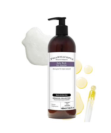 Pharmacopia Hotel Argan Oil Body Wash - Vegan Moisturizing Shower Gel with Aloe Vera Coconut Oil and Green Tea Extract - Natural Organic and Cruelty-Free Skin Care for Men and Women 16.2 oz 16.2 Fl Oz (Pack of 1)