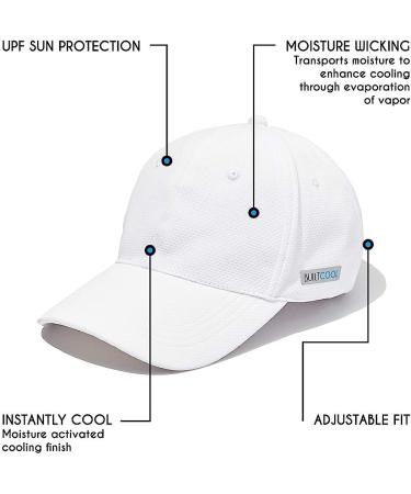BUILTCOOL Mesh Cooling Baseball Hat - White, One Size - Ideal for Running, Tennis, Golf - Moisture Wicking Ball Cap for Hot Weather - Buy Online on GoSupps.com
