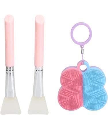 Qukaim Silicone Face Scrubber Facial Mask Brush Silicone Face Scrubber Set with Facial Mask Brush Blue Pink Skincare Tools Hanging Ring. - Buy Online on GoSupps.com
