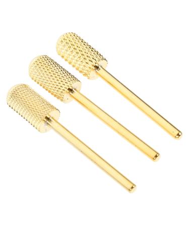Mikinona 3-Piece Manicure Accessories Carbide Nail Drill Bit Carbide Drill Bit for Nails Cuticle Drill for Nails Cuticle Nail Drill Bit Nail Drill for Cuticles 3.9x1.6x1.6cm golden