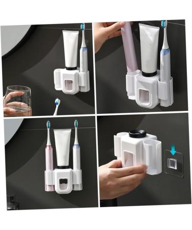 Zerodeko Toothpaste Holder & Toothbrush Organizer - 4 Slot Wall-Mounted Dispenser | Reusable Toothpaste Rack | TPE Material | White | 12.5x9x5.5cm - Buy Online on GoSupps.com