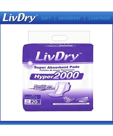 LivDry Incontinence Pad Insert for Men and Women - Hyper 2000 (20 Count) | Extra Absorbency & Odor Control - Buy Online on GoSupps.com
