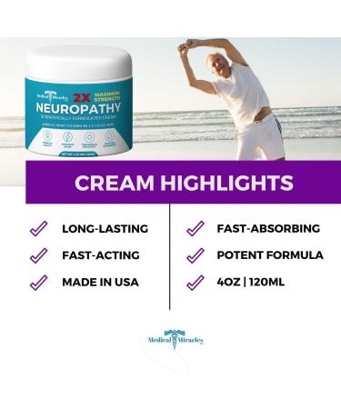 Buy 2X Strength Neuropathy Nerve Therapy Relief Cream - Max-Potency for Feet Hands Legs & Toes - Arnica & Vitamin B6 - 4oz - Fast International Shipping - Buy Online on GoSupps.com