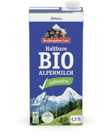 Berchtesgadener Land BGL Long-life organic alpine milk L- 1.5% fat (6 x 1 l) 1 l (pack of 6)