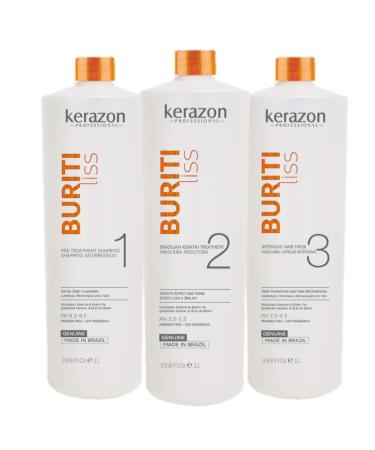 Brazilian Keratin Treatment 34fl.oz/1L Tratamiento de Keratina Brasilera Importada KIT w/ pumps Buriti Liss by KERAZON