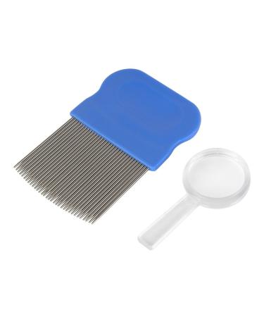 Ezy Dose Kids Lice and Eggs Comb | Hair Care for Baby Toddler Adult | Stainless Steel Pin Teeth Blue Magnifying Glass + Pin Teeth