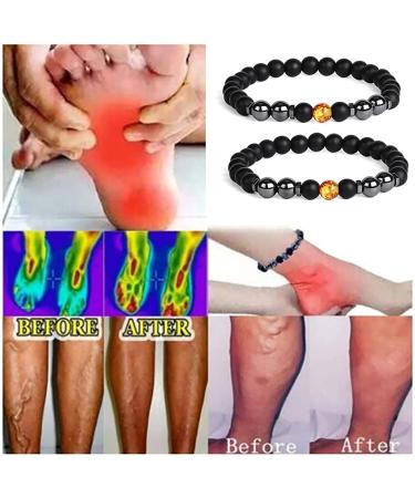 2Pcs Anti-Swelling Black Obsidian Anklet - Lymphatic Drainage Magnetic Therapy Bracelet - Buy Online on GoSupps.com