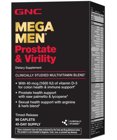 GNC Mega Men Prostate and Virility Caplets | Promotes Sexual and Prostate Health | 90 Count - Buy Online on GoSupps.com