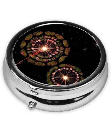 Starry Dandelion Round Pill Box - 3 Compartment Portable Organizer for Purse & Pocket - Ideal Travel Accessory - Buy Online on GoSupps.com